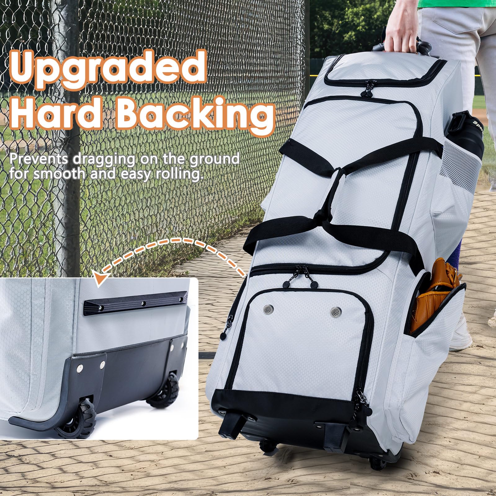 Baseball Bag with Wheels, Catchers Gear Bag for Youth and | Large